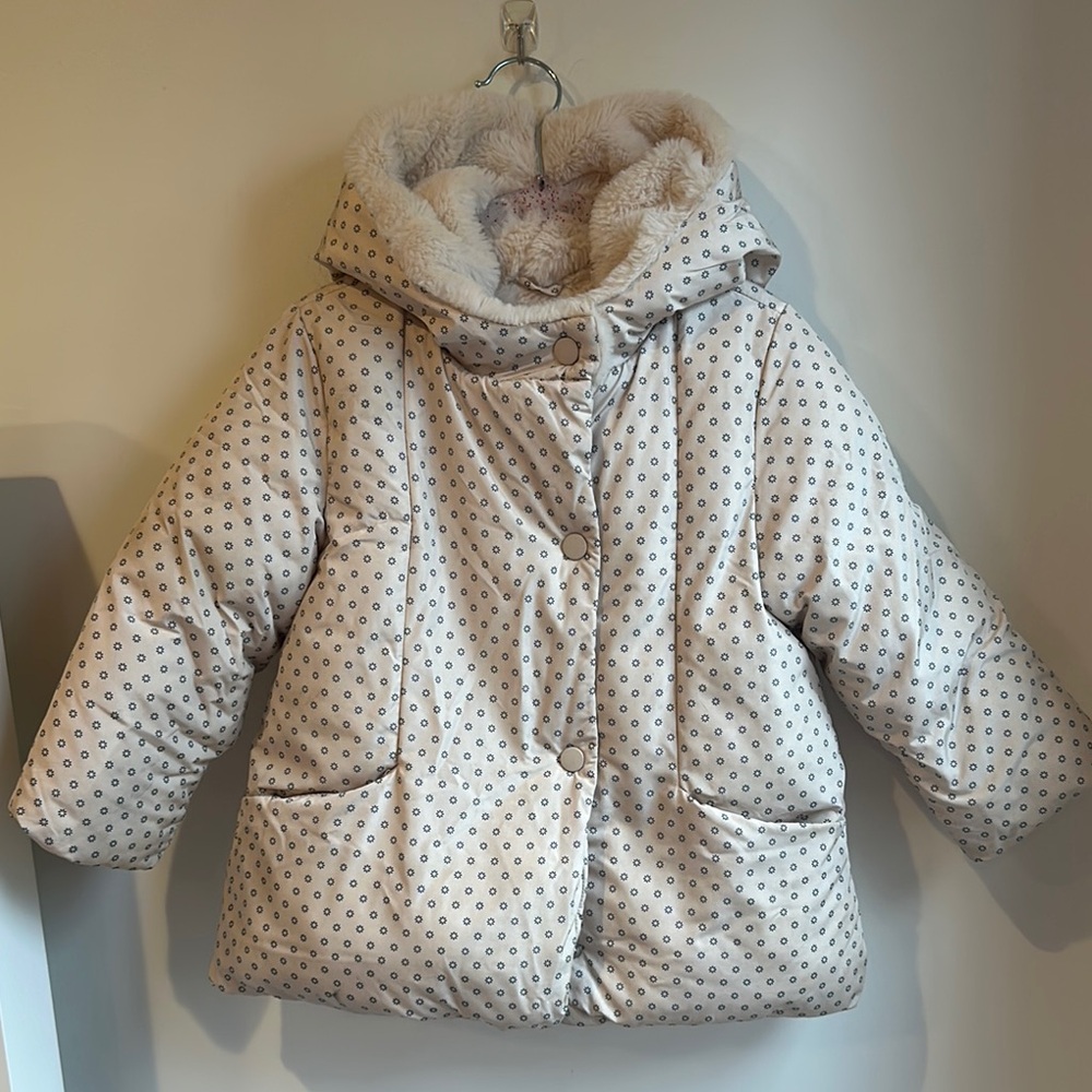 Kids Beige Polka Dot Jacket with Hood